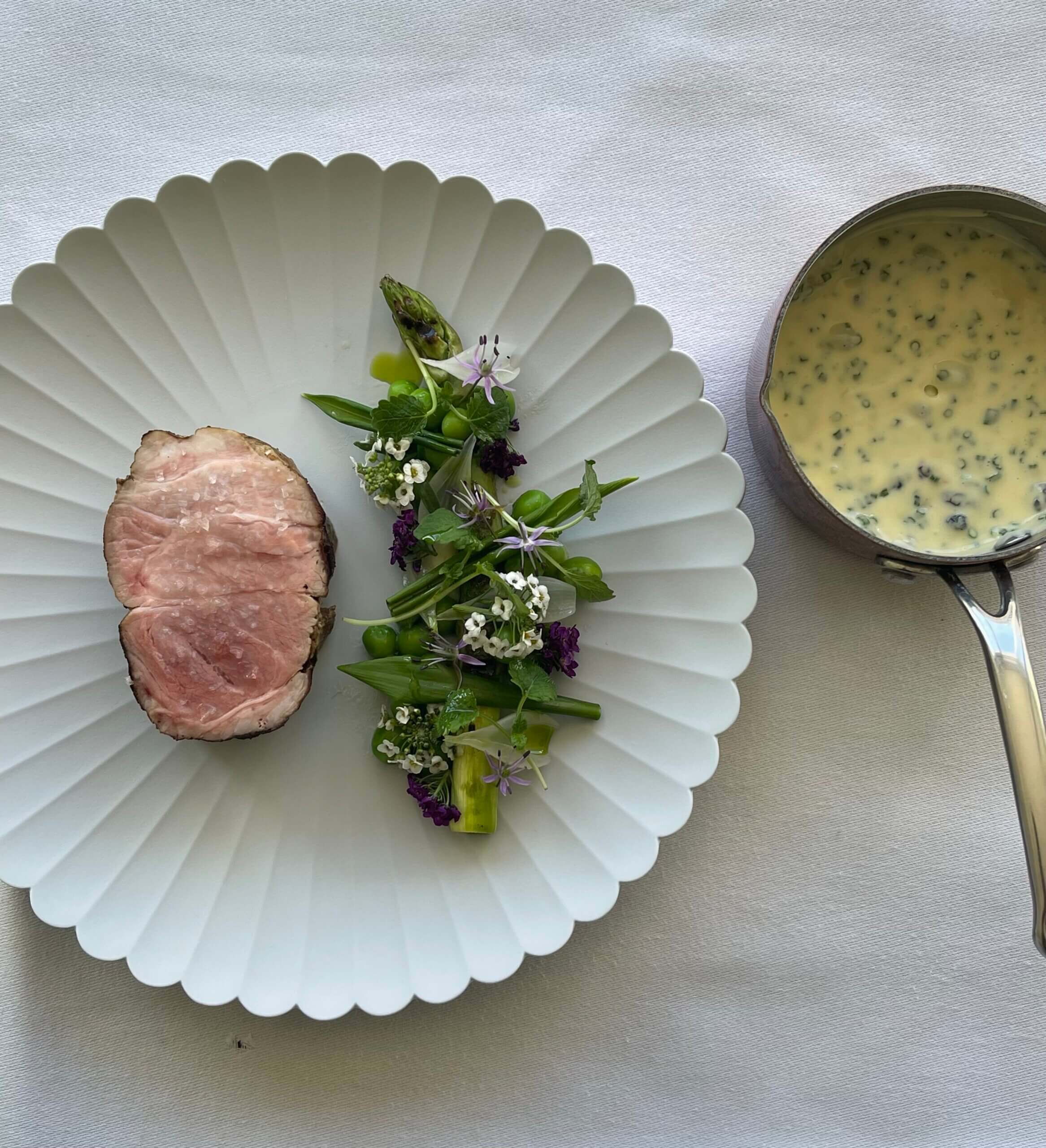 Selleripure, grønt og nakkefilet fra gris